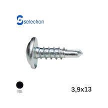 Selectron 3,9x13 Geniş Pul Başlı Matkap Uçlu Vida Siyah 1000 Ad.