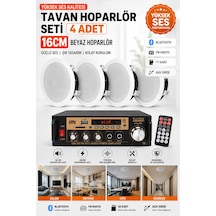 Tavan Hoparlör Seti 1 Adet Anfi 400w Bluetooth Usb Sd Fm + 4 Adet 16 Cm Tavan Hoparlör