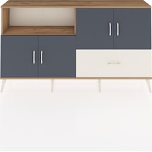Arges Konsol 4 Raflı Tek Çekmeceli 4 Kapaklı 176x30x99 Çam-antras Çam-antrasit/aytaşı