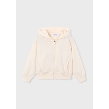 Kız Çocuk Fermuarlı Kapüşonlu Sweatshirt 3457 Krem