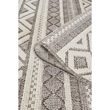 Badelya Home Krem Gri İskandinav Modern Tasarım Sisal Bukle Özel Ölçü Salon Oturma Odası Koridor Halısı Yolluk Gri - Krem