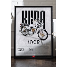 Kuba Çita 100r Siyah Ahşap Çerçeveli Poster, Dekoratif Motosiklet Duvar Tablosu