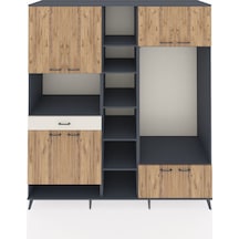 Kronos Dolap 12 Raflı Tek Çekmeceli 8 Kapaklı 220x59x243 Antrasit-çam/aytaşı Atlas Çam/aytası