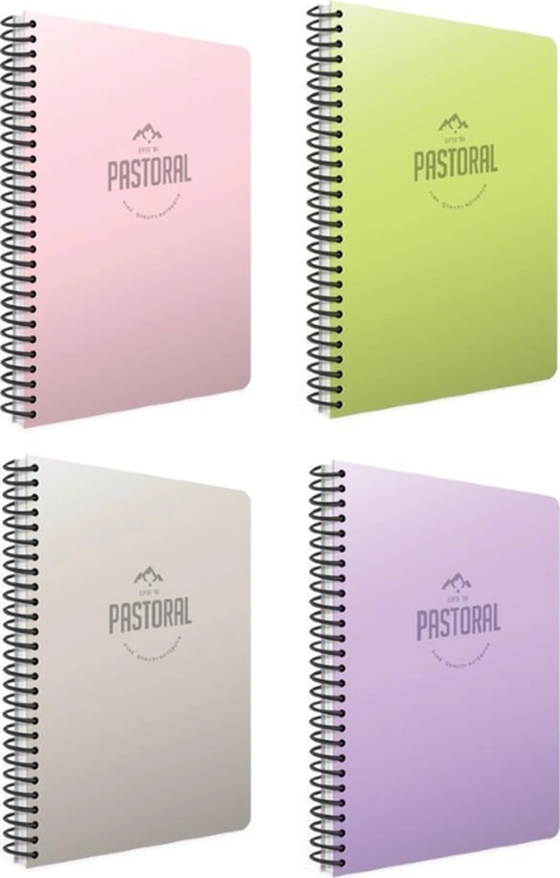 Pastoral 17x24 72 Yaprak Plastik Kapak Spiralli Defter Çizgili 4 Adet