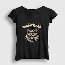 Presmono Kadın Skull Lemmy Motörhead T-shirt Siyah