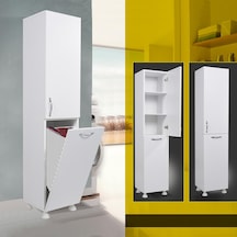Nesse Kirli Çamaşır Sepetli Çok Amaçlı Banyo Dolabı Beyaz