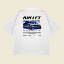 Tarzsokak Nissan Bullet Hızlı Ve Öfkeli Baskılı Oversize Unisex Pamuklu Nefes Alan Kalın Kum Beyaz