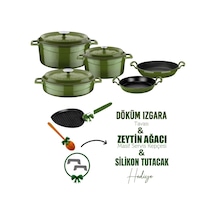 Lava Döküm Çeyiz Seti - Sağlıklı Ve Uzun Ömürlü Mutfak Seti Yeşil