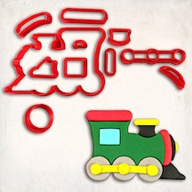 Tren Detay Kurabiye Kalıp Seti 9 Lu KIrmızı