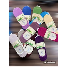 12'li Paket Bambu Arkası Silikonlu Babet Çorap Karışık Renk 001