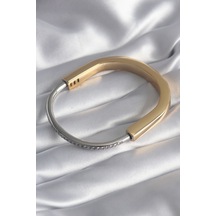 Ezoconcept 316l Çelik Gold Gümüş Renk Zirkon Taşlı Tiffany Vıp Seri Kadın Kelepçe Çok Renkli