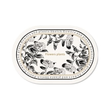 Siyah Beyaz Desen Oval Deri Masa Kase Mat Bardak Altlığı 004 Beyaz - Siyah