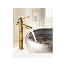 Rena Design Bambu Model Rustik Antik Lavabo Bataryası Banyo Çanak Musluğu Eskitme Lavabo Armatür Otantik Bakır Antik Eskitme Bakır Görünüm