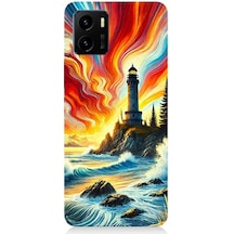 Vivo Y15s Uyumlu Alevli Fener Kayalık Yalnızlığı Desenli Silikon Kılıf Çok Renkli