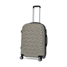 Piramit Desen ABS Seyahat Valizi, Canyon Serisi,  Bej - Orta Boy Bej