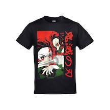 Kalic Studio Demon Slayer Tanjiro Nezuko Kamado Ön Arka Baskılı Unisex Siyah Siyahorj252