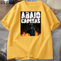 Flood Of Style Venezuela Abajo Grafik T Shirt Erkek Kadın Pamuk Kısa Kollu Yuvarlak Boyun T-shirt Unisex Bas Sarı