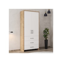 2 Kapaklı 3 Çekmeceli Safir Meşe-beyaz Gardırop Modern Kullanışlı Çok Amaçlı Dolap 80x38x182 Cm Safir Meşe - Beyaz - 761702515 Safir Meşe - Beyaz