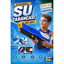 Büyük Boy Otomatik Atış Yapan Işıklı Elektrikli 10 Metre Menzil Su Tabancası 54 Cm.