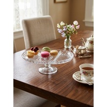 Elegant Ayaklı Oval Bölmeli Servis Tabağı Beyaz