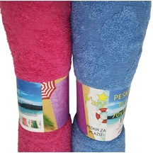 Plaj Havlusu Peşkır Zaplazu Kadın & Erkek İkili Set Fuşya - Mavi