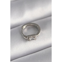 Pr1309 - 316l Çelik Gümüş Renk Kare Zirkon Taşlı Tragus Piercing Diğer