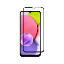 Microcase Samsung Uyumlu Galaxy A03S Tam Kaplayan Çerçeveli Cam - Siyah