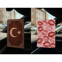 Türk Bayrağı Ve Öpücük - İkili Oto Kokusu - Dekoratif Araç Kokusu Ve Aksesuarı