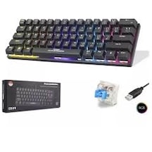 Hadron G509b Kablolu Oyuncu Mini Klavye Mekanik Blue Switch Rgb Q Siyah