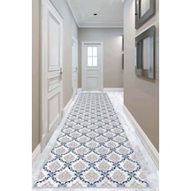 Mavi Kaymaz Taban Damask Kesme Rulo Özel Ölçülü Yolluk Ar347n11