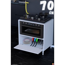 Perax 70 Cm Kapaklı Set Üstü Ocak Dolabı Fırınlık Kiler Çok Amaçlı Mutfak Modülü 70x87x48 Cm Beyaz