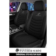 Panther Serisi Keten Kumaş Üniversal Oto Koltuk Kılıfı - 5 Koltuk Tam Set Siyah