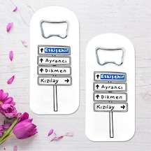 Kızılay Yön Tabelası Özel Tasarımlı Oval Uzun Açacaklı Magnet