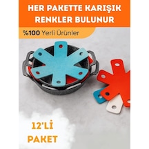 Renkli Kalın Tencere Tava Borcam Koruyucu Çizdirmez Elyaf Keçe 12'li 3 Ölçü Tava Koruyucu Çizdirmez Çok Renkli