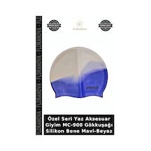 Özel Seri Yaz Aksesuar Giyim Mc-900 Gökkuşağı Silikon Bone Mavi-beyaz
