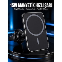 15w Manyetik Araç İçi Kablosuz Şarj Cihazı Magsafe Uyumlu Telefon Tutucu - Lisinya