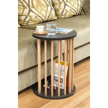 Ahşap Ayaklı C Sehpa Koltuk Sehpası Yan Sehpa Zigon Sehpa Servis Sehpası Antrasit