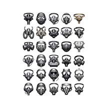 30 Adet Vintage Pilot Maskesi Sticker Seti - Laptop Kılıf Ve Defter İçin Çok Renkli