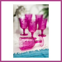 Gees Global Akrilik Pembe 6'lı Kadeh & Su Meşrubat Kahve Yanı Bardağı 450 Ml Cam Değildir Gbzs