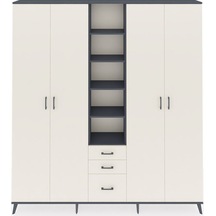 Arges Dolap 17 Raflı 3 Çekmeceli 4 Kapaklı 220x30x243 Antrasit-aytaşı/aytaşı Aytası/aytası