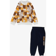 Breeze Erkek Bebek Eşofman Takım Sevimli Ayıcıklar Desenli 9 Ay - 3 Yaş Karışık Renk Çok Renkli