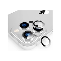 Nettech Apple Uyumlu iPhone 15 Pro Alüminyum Seri Kamera Cam Koruyucu - Gümüş