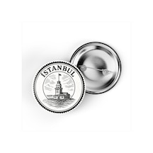 5 Adet İğneli Çanta Rozeti - Kız Kulesi - İstanbul - 44 MM Çok Renkli