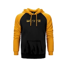 Bruce Lee Text Sarı Renk Reglan Kol Kapşonlu Sweatshirt Sarı