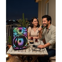 Taşınabilir Bluetooth Hoparlör Rgb Işıklı Karaoke Sistemi Uczzzlf3880hoparlör-3