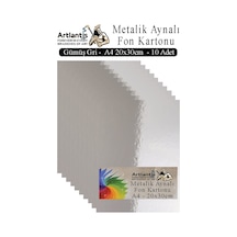 Metalik Aynalı Fon Kartonu 10 Lu A4 20x30 Cm 1 Paket Okul Sınıf Dekoratif Pırıltılı Folyo Kağıt Dekoratif Anasınıfı Kreş Gümüş