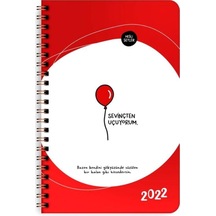 Hisli Şeyler 2022 13x19.5 Haftalık Ajanda-sevinçten Uçuyorum Kırmızı