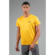 Maraton Regular Erkek Bisiklet Yaka Safran T-shirt Safran