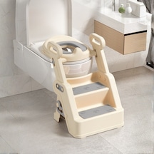 Merdivenli Katlanır Klozet Adaptörü Çocuk Tuvalet Eğitimi Ve Banyo Tuvalet Lavabo Yükseltici Gri