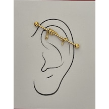 316l Cerrahi Çelik 38 Mm Gold Rengi Yılan Detay Köprü Piercing Kahverengi